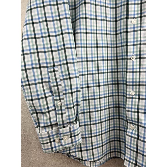 Duluth Trading Co. Large Trim Fit Blue Check Long Sleeve Button Up 100% Cotton - Picture 5 of 8